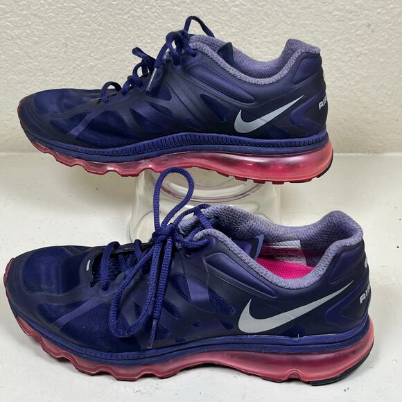 NIKE AIR MAX + 2012 NIGHT BLUE-MET SILVER-FIREBERRY Women’s SZ 10 [487679-400] - Picture 2 of 8